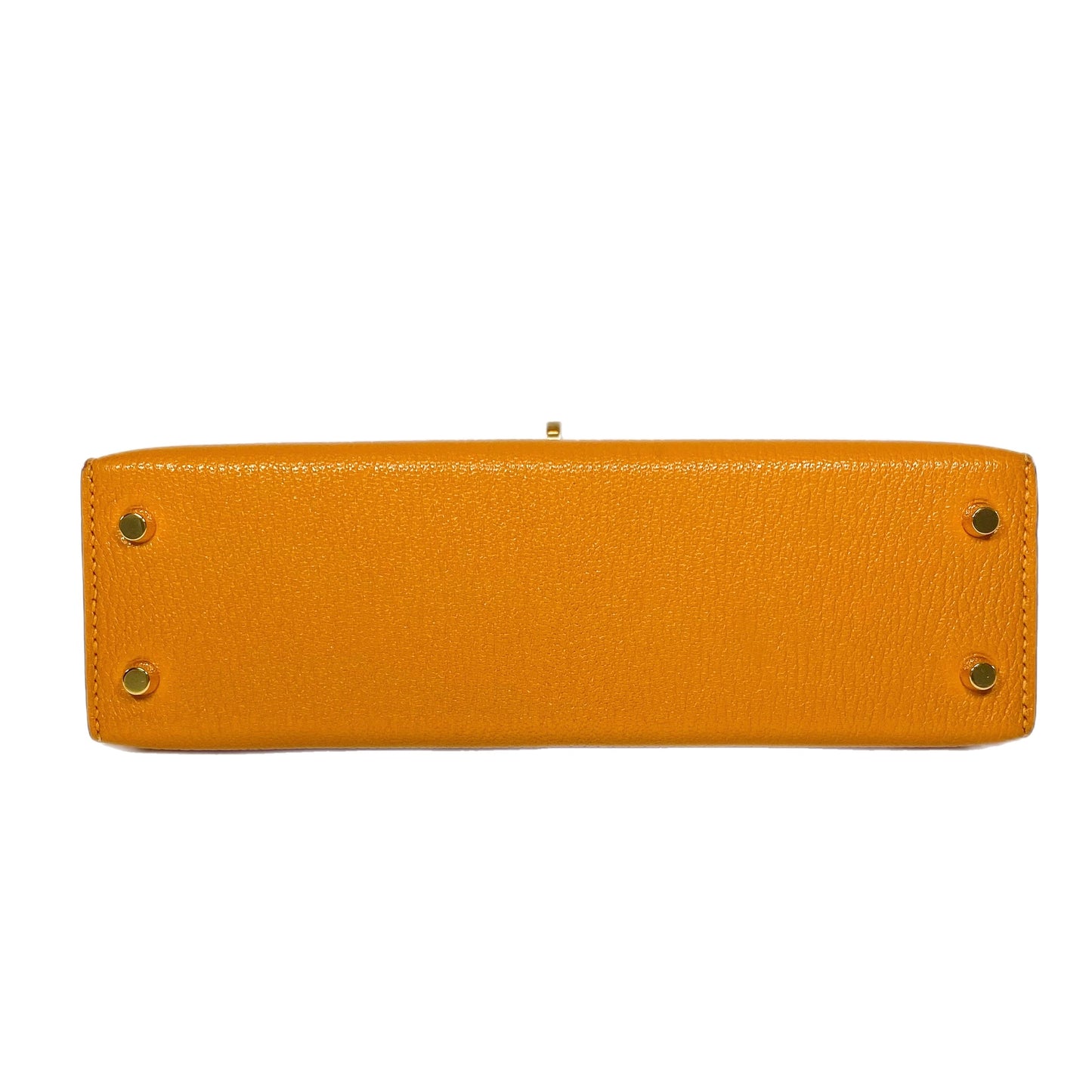 Hermes Mini Kelly 20 Jaune Ambre Chevre Mysore Gold Hardware