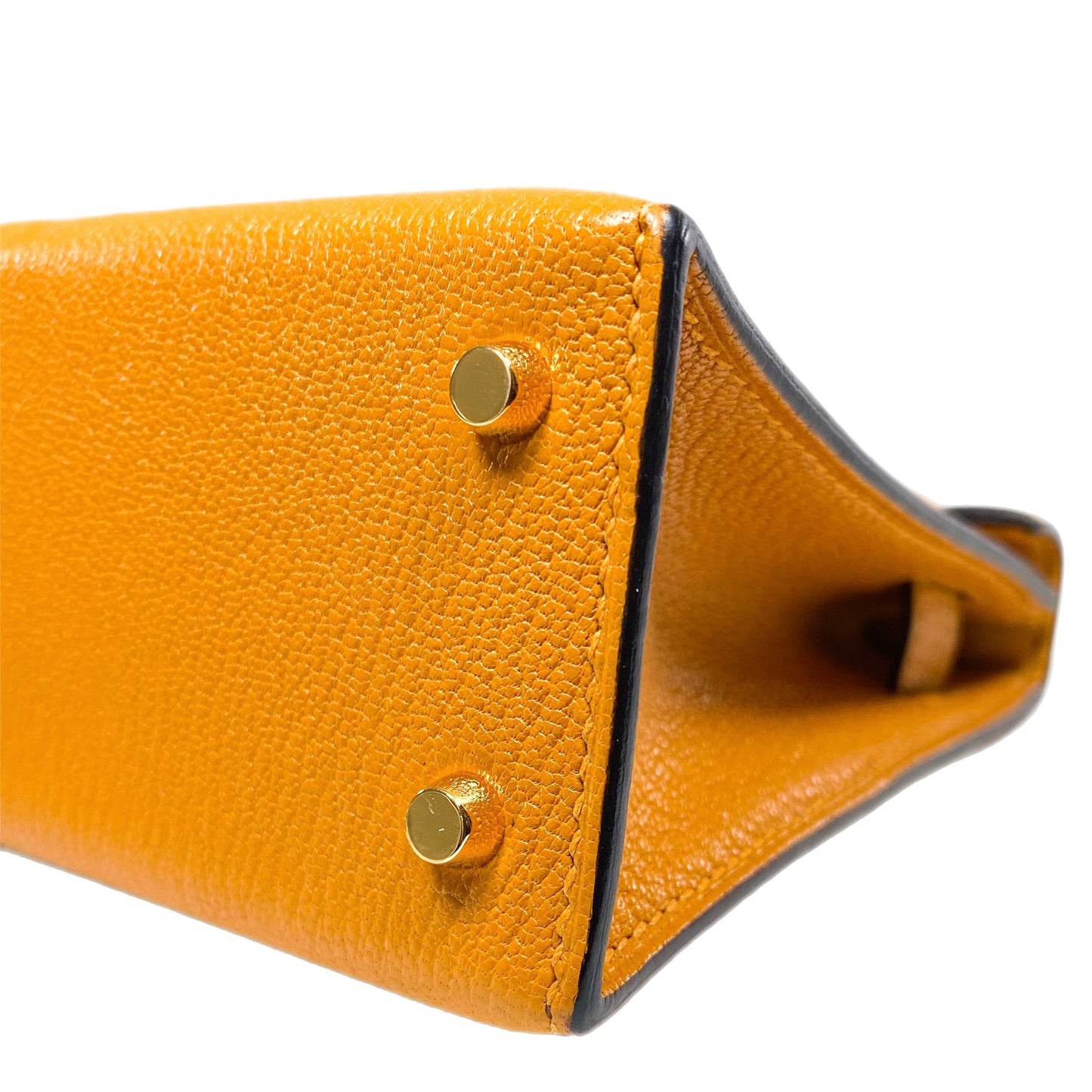 Hermes Mini Kelly 20 Jaune Ambre Chevre Mysore Gold Hardware