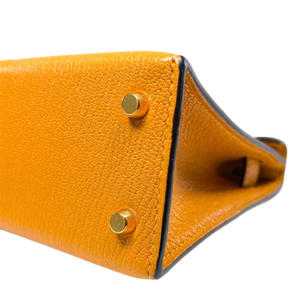 Hermes Mini Kelly 20 Jaune Ambre Chevre Mysore Gold Hardware