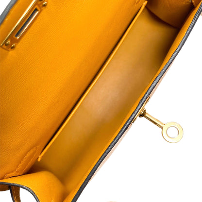 Hermes Mini Kelly 20 Jaune Ambre Chevre Mysore Gold Hardware