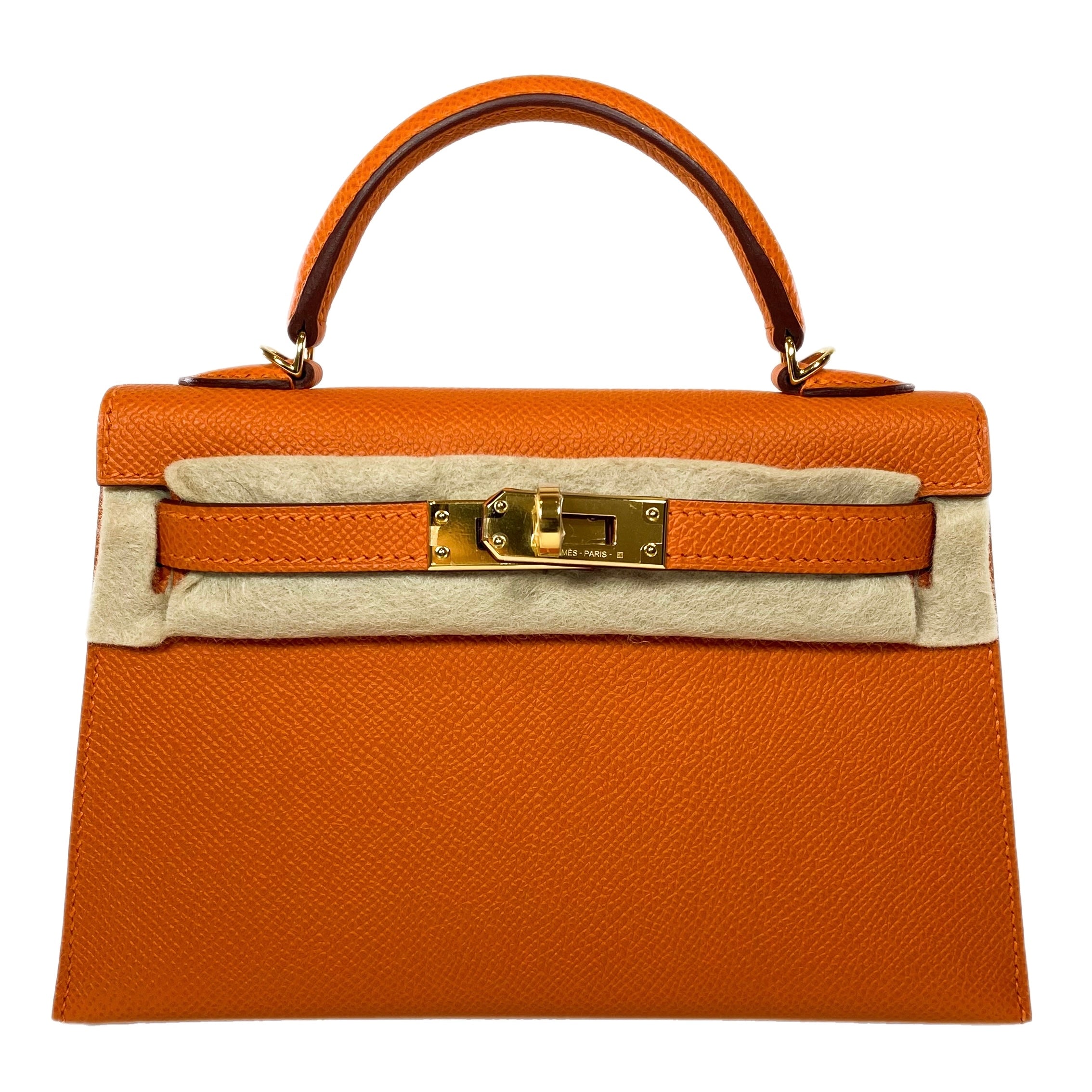 Hermes Mini Kelly 20 Orange Epsom Gold Hardware