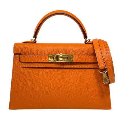 Hermes Mini Kelly 20 Orange Epsom Gold Hardware