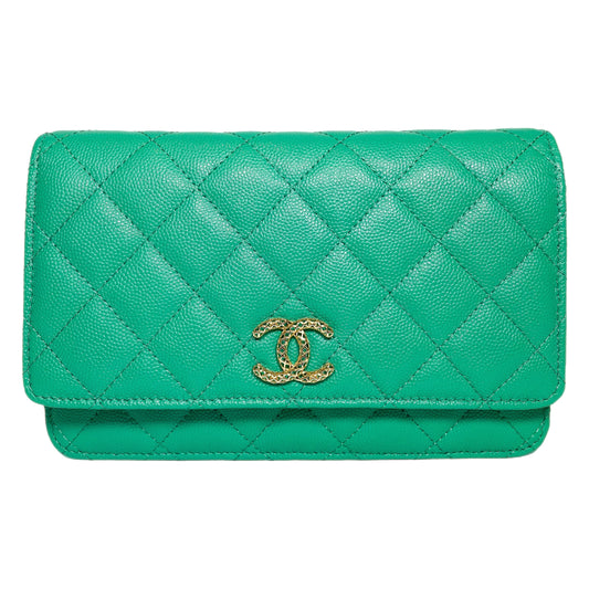 Chanel Green Caviar Wallet on Chain