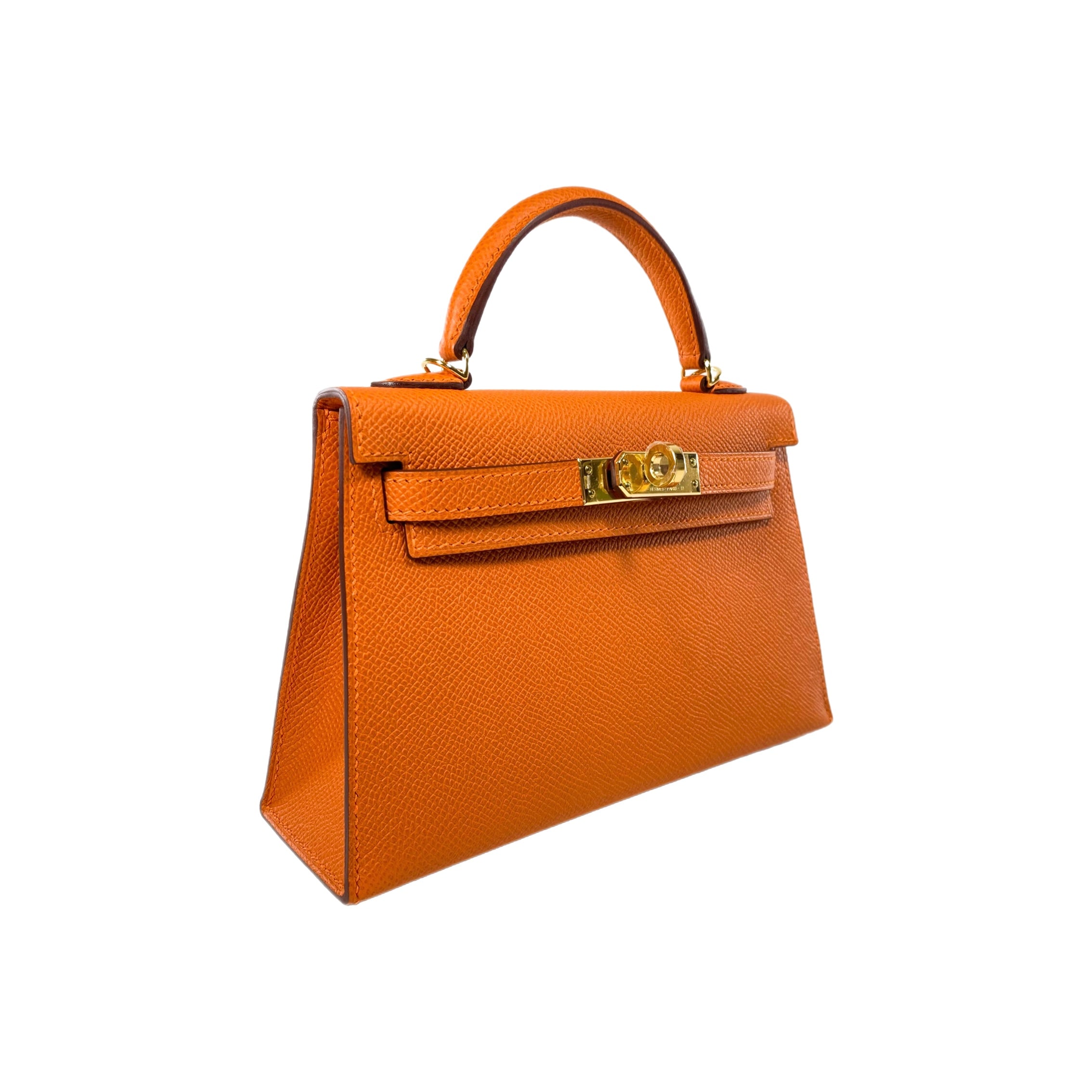 Hermes Mini Kelly 20 Orange Epsom Gold Hardware