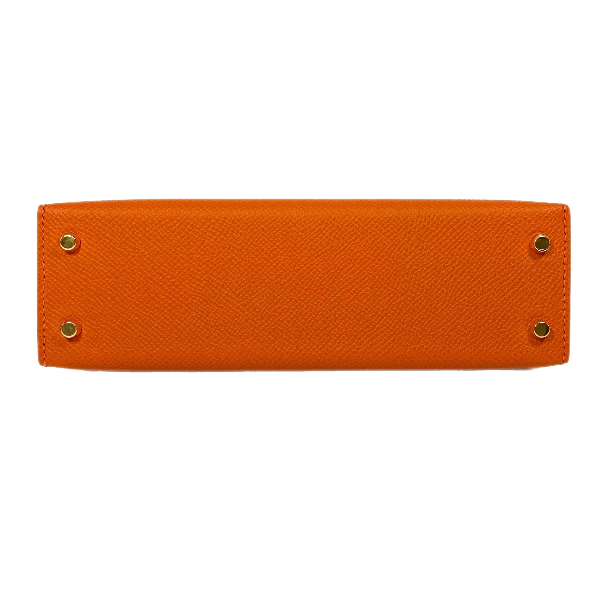 Hermes Mini Kelly 20 Orange Epsom Gold Hardware