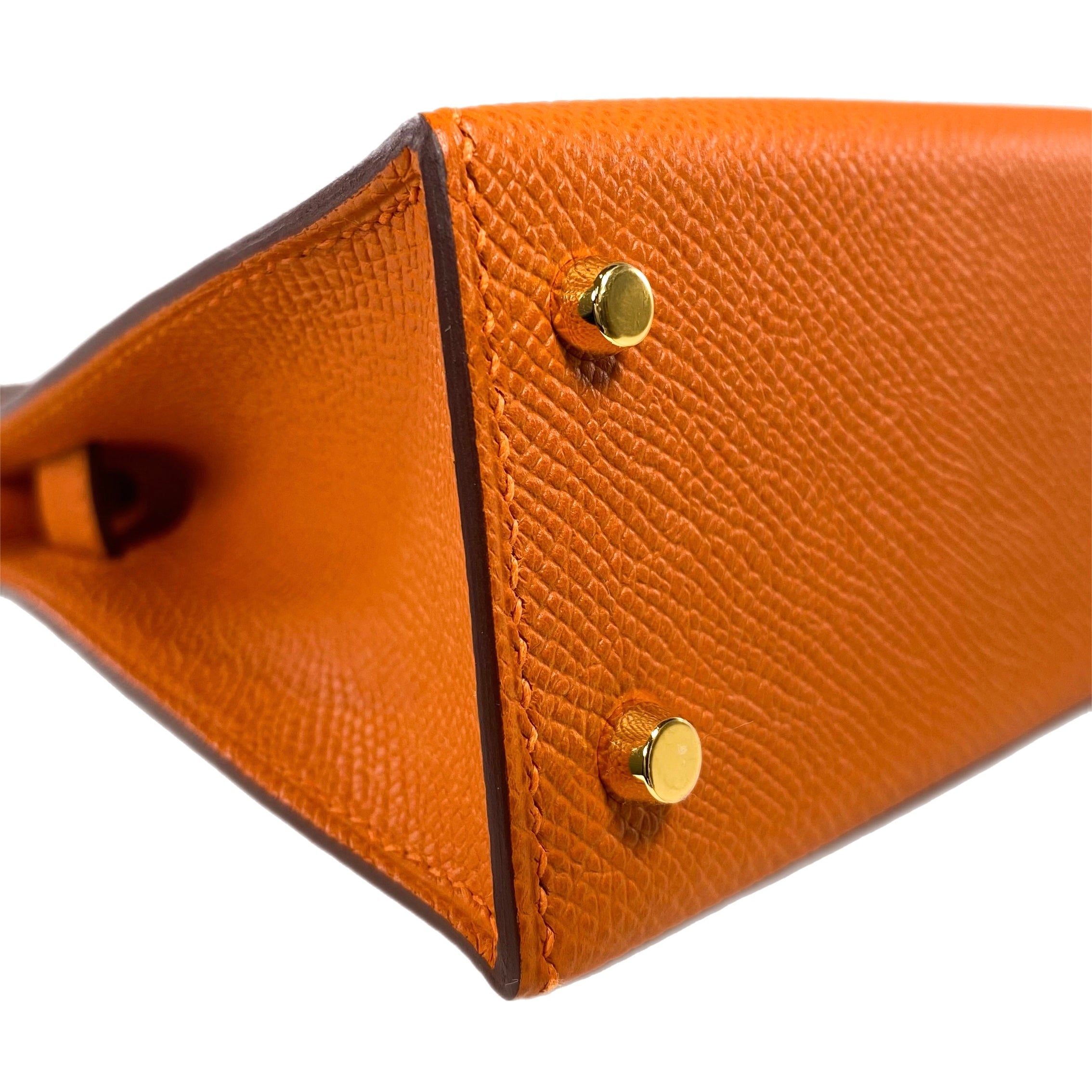 Hermes Mini Kelly 20 Orange Epsom Gold Hardware