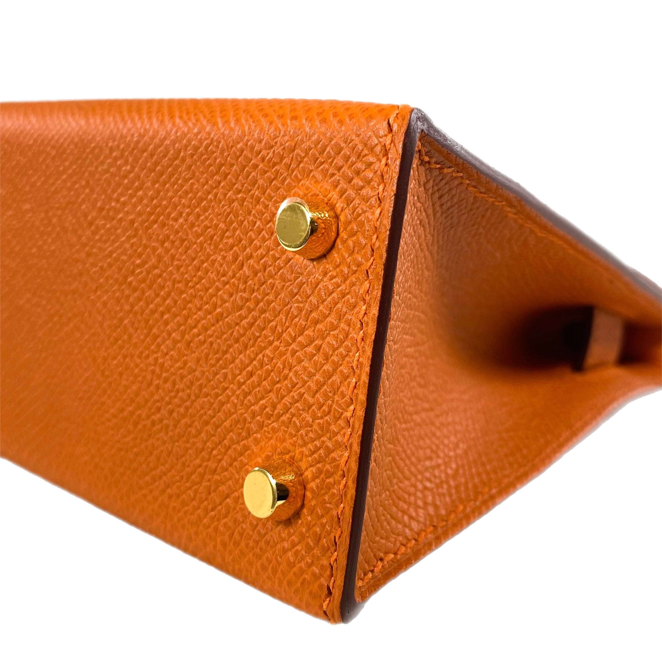 Hermes Mini Kelly 20 Orange Epsom Gold Hardware