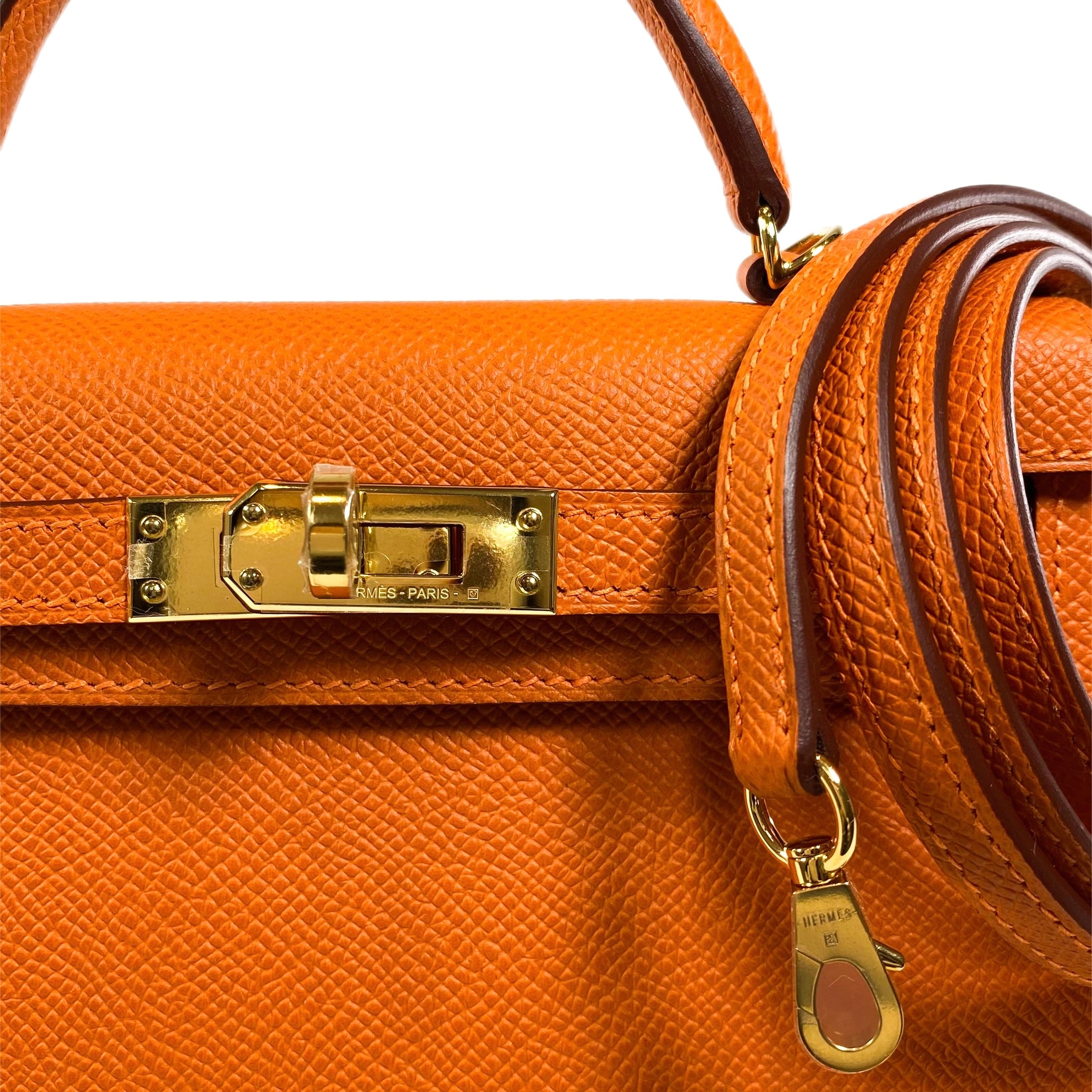 Hermes Mini Kelly 20 Orange Epsom Gold Hardware