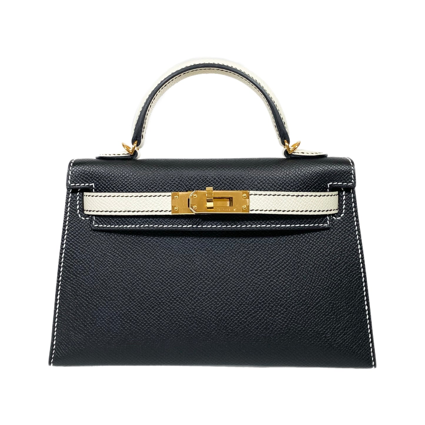Hermes Special Order Mini Kelly 20 Noir and Craie Epsom Gold Hardware