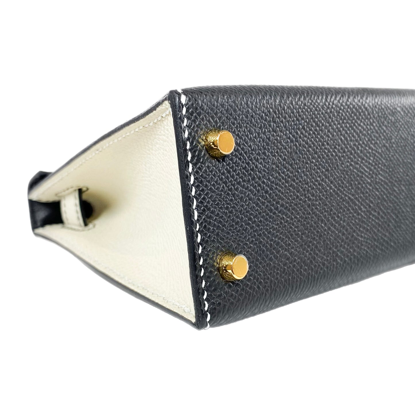 Hermes Special Order Mini Kelly 20 Noir and Craie Epsom Gold Hardware