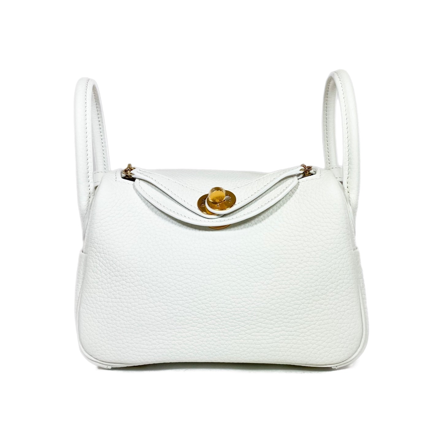 Hermes Mini Lindy White Clemence Gold Hardware