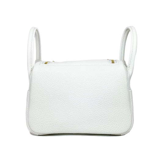 Hermes Mini Lindy White Clemence Gold Hardware