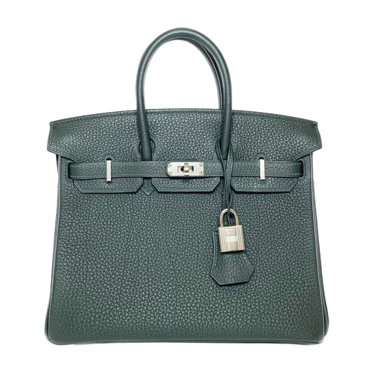 Hermes Birkin 25 Vert Fonce Togo Palladium Hardware