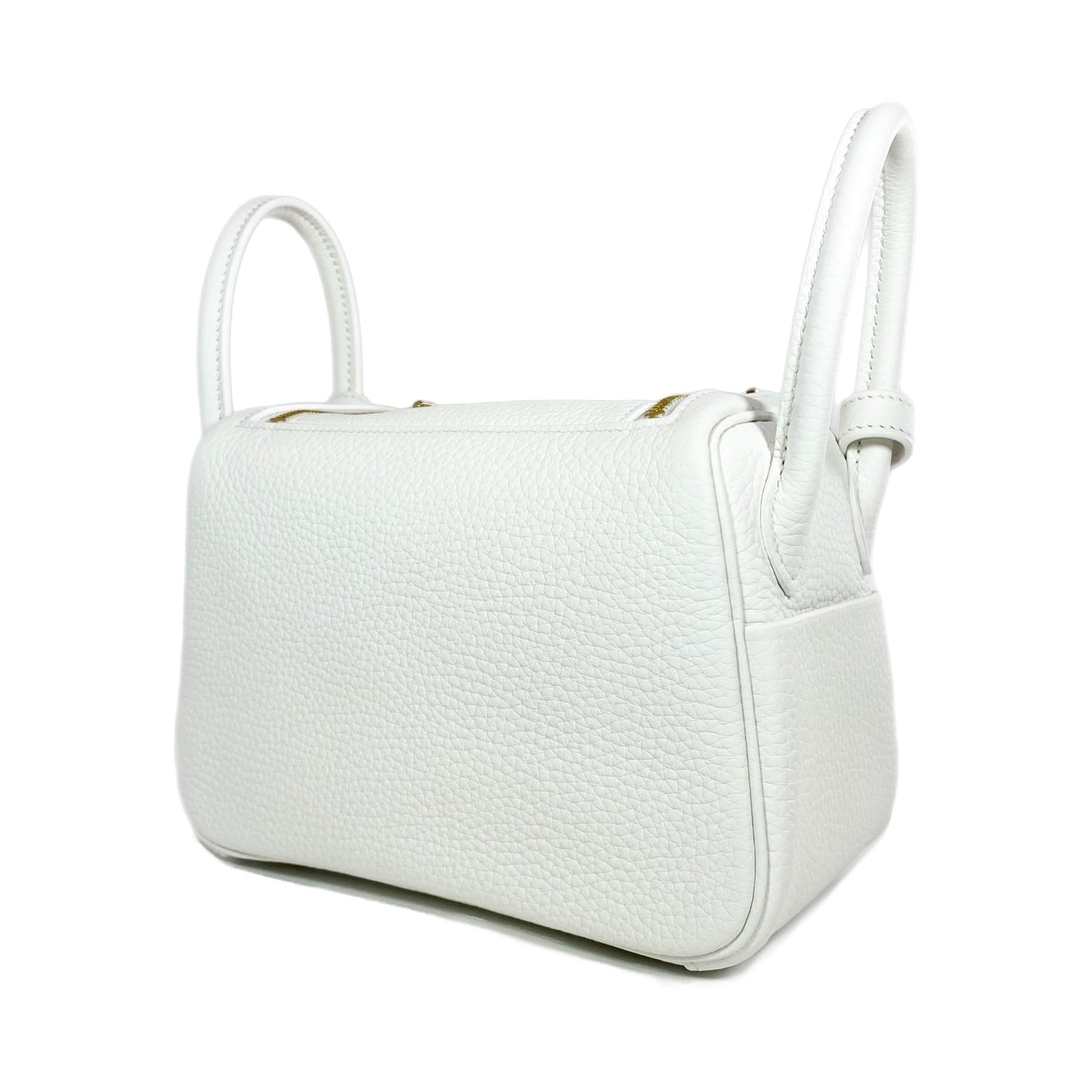 Hermes Mini Lindy White Clemence Gold Hardware