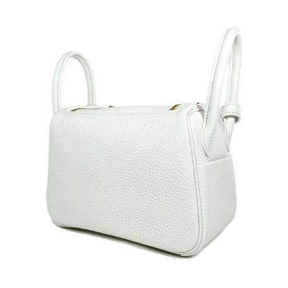 Hermes Mini Lindy White Clemence Gold Hardware