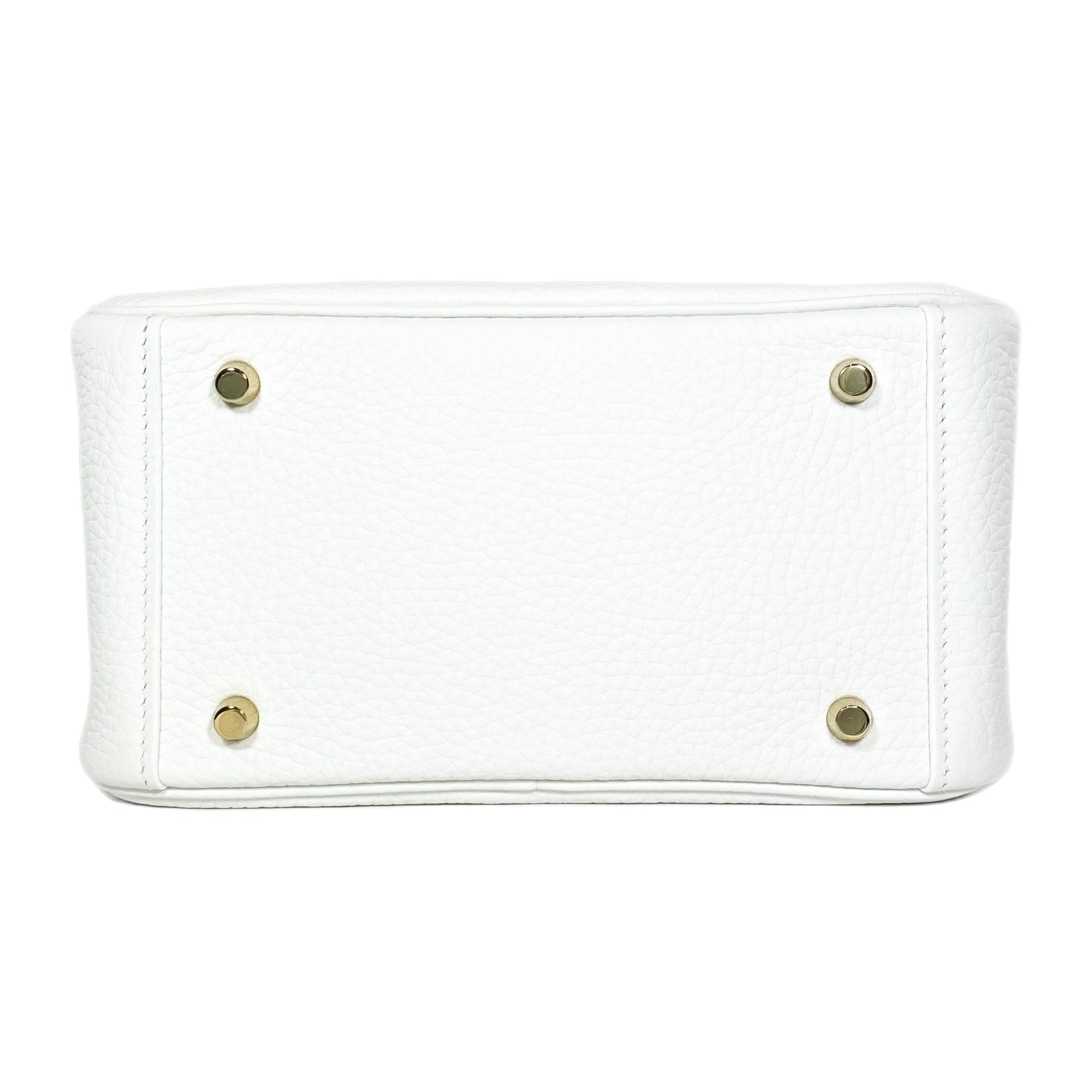 Hermes Mini Lindy White Clemence Gold Hardware
