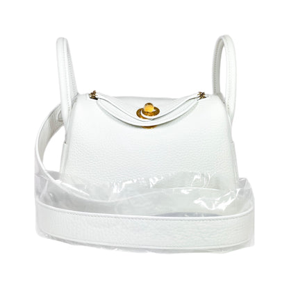 Hermes Mini Lindy White Clemence Gold Hardware
