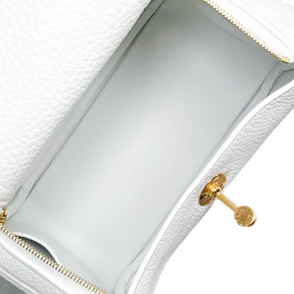 Hermes Mini Lindy White Clemence Gold Hardware