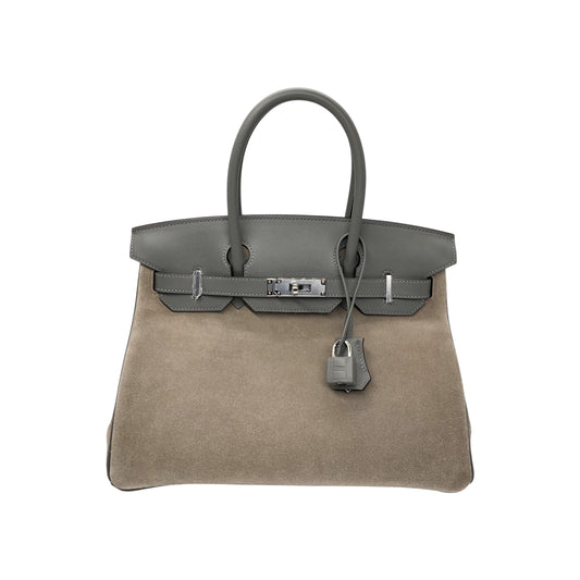 Hermes Birkin 30 Grizzly Gris Meyer Swift Gris Caillou Veau Doblis Palladium Hardware