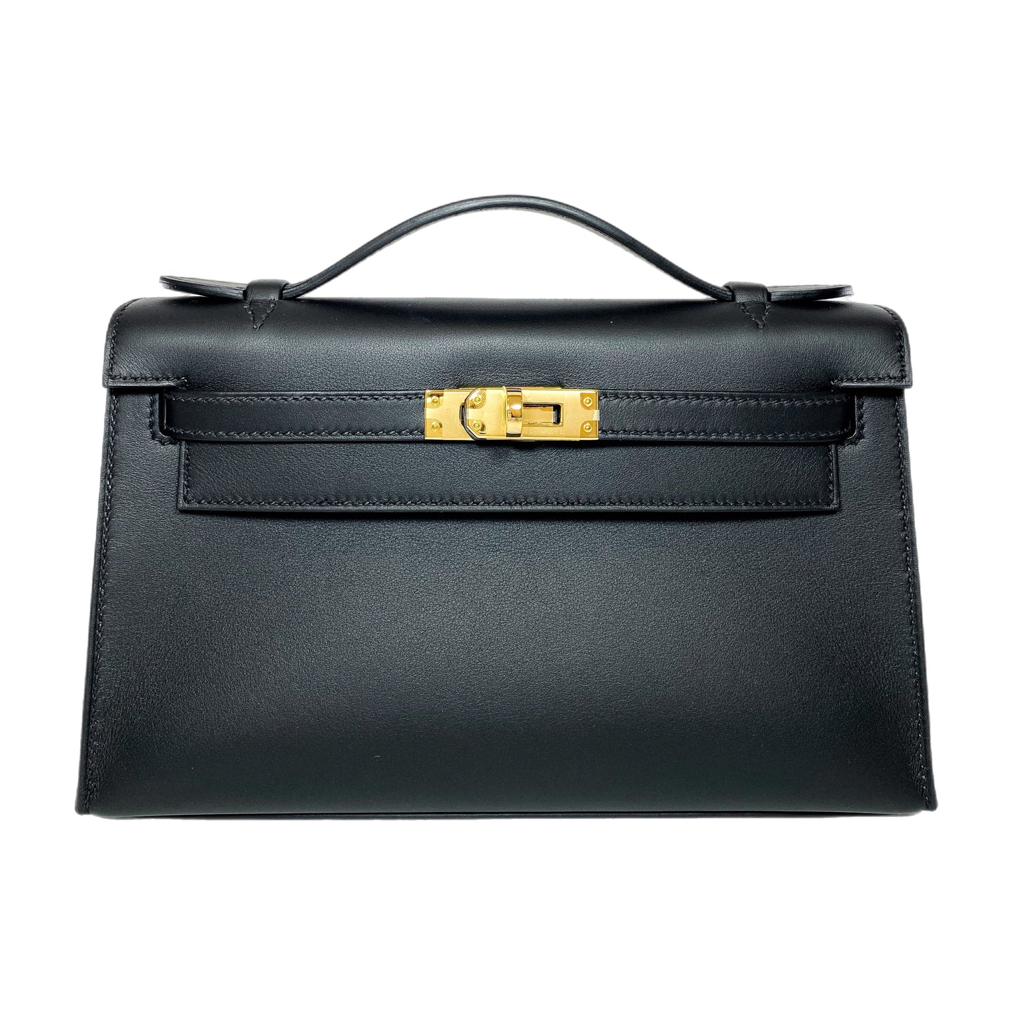 Hermes Kelly Pochette Black Swift Gold Hardware