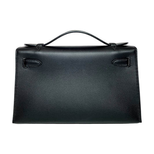 Hermes Kelly Pochette Black Swift Gold Hardware