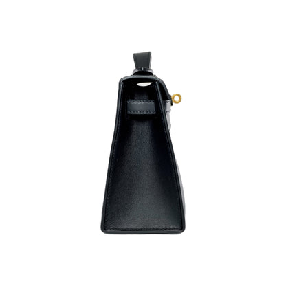 Hermes Kelly Pochette Black Swift Gold Hardware