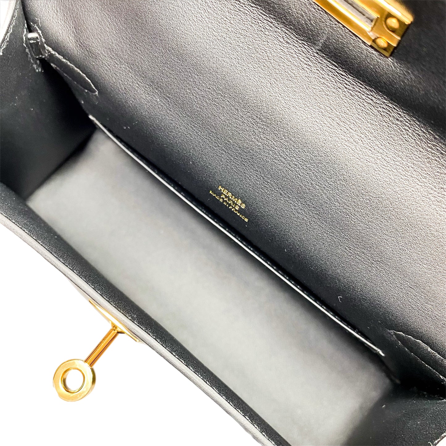 Hermes Kelly Pochette Black Swift Gold Hardware