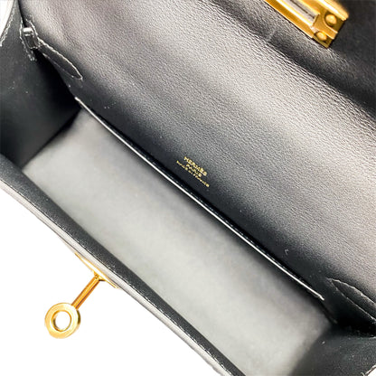 Hermes Kelly Pochette Black Swift Gold Hardware