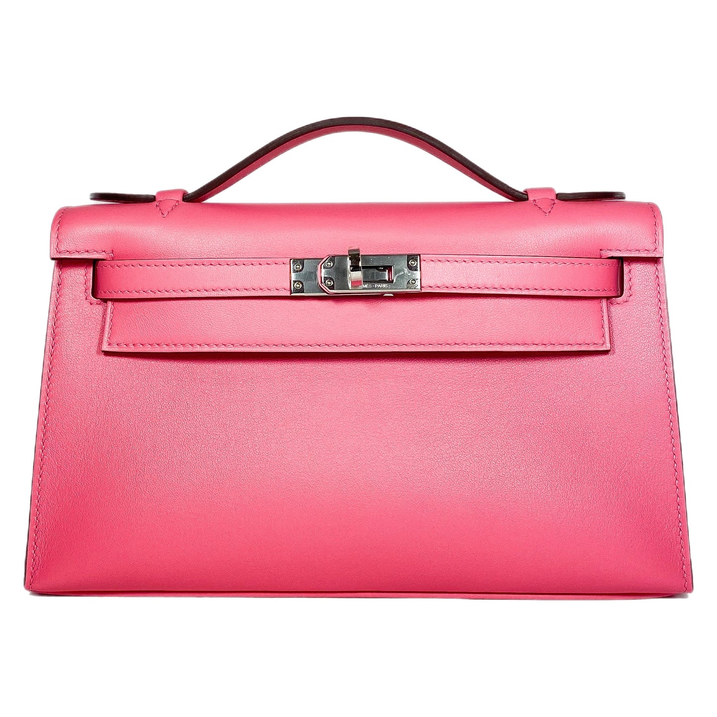 Hermes Rose Azalee Pochette Swift Palladium Hardware