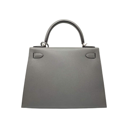 Hermes Kelly 28 Gris Meyer Madame Palladium Hardware