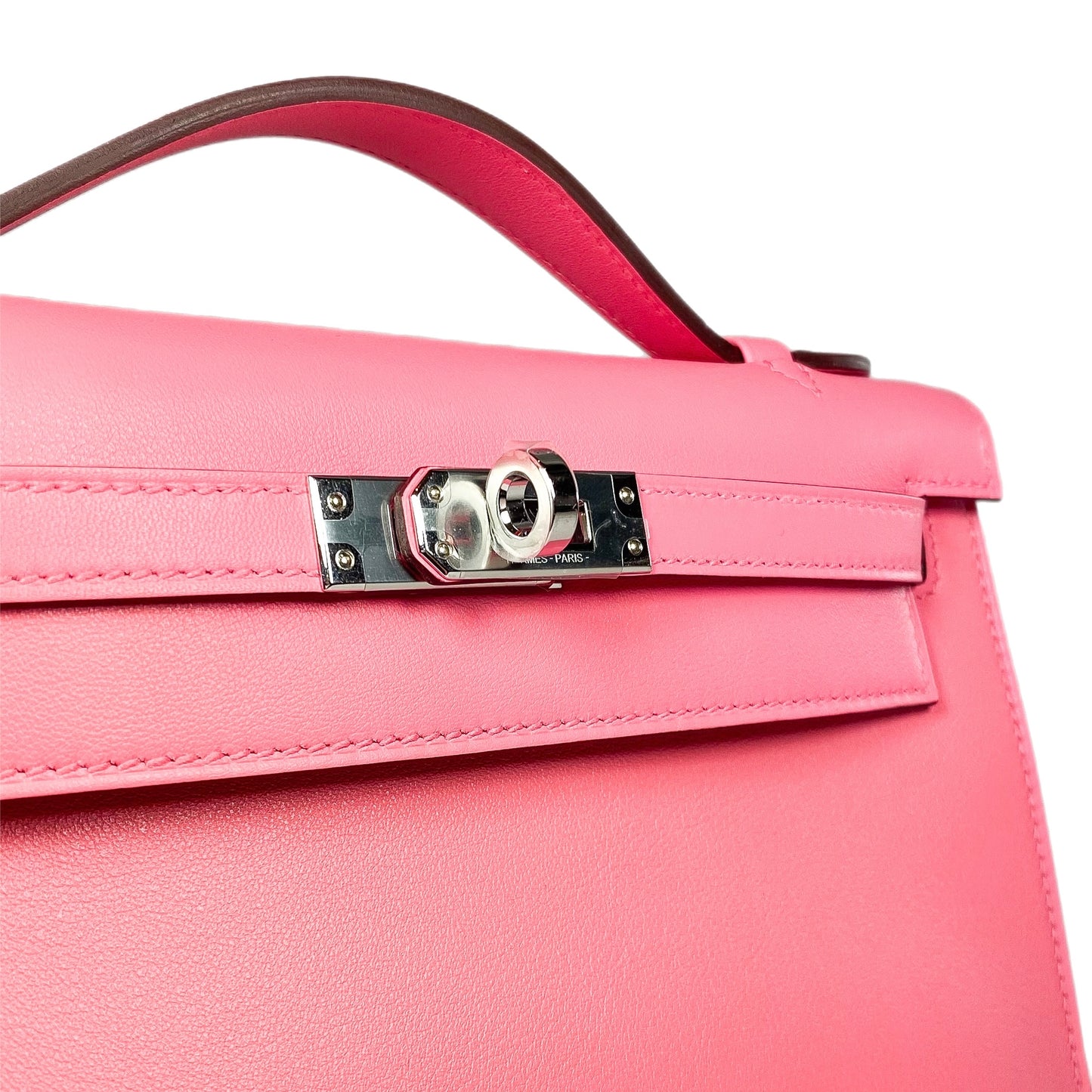 Hermes Rose Azalee Pochette Swift Palladium Hardware