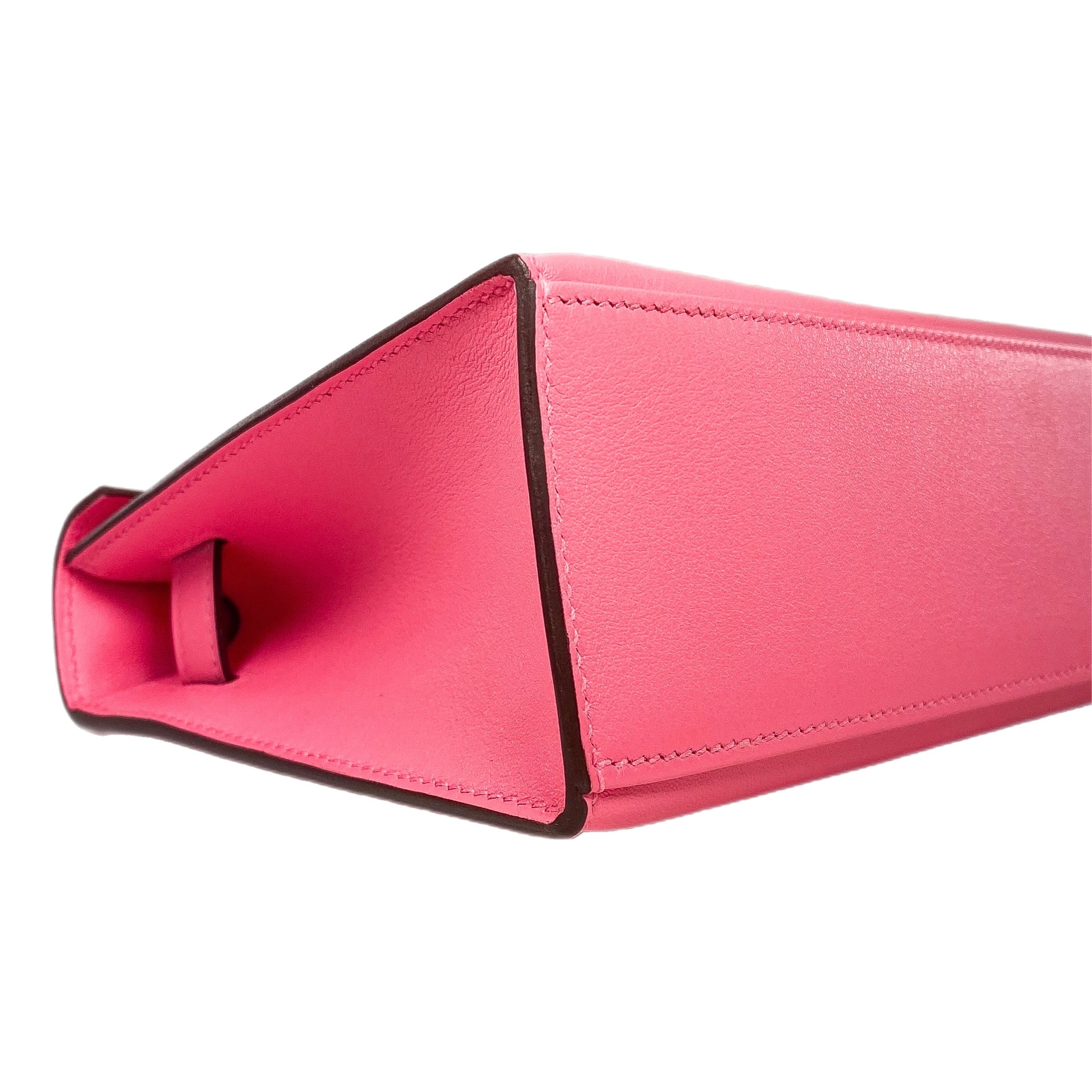 Hermes Rose Azalee Pochette Swift Palladium Hardware