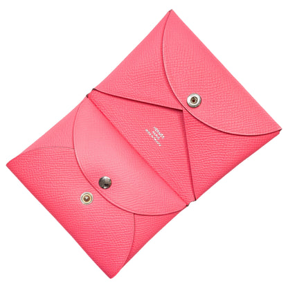Hermes Rose Azalee Epsom Calvi Duo Card Case