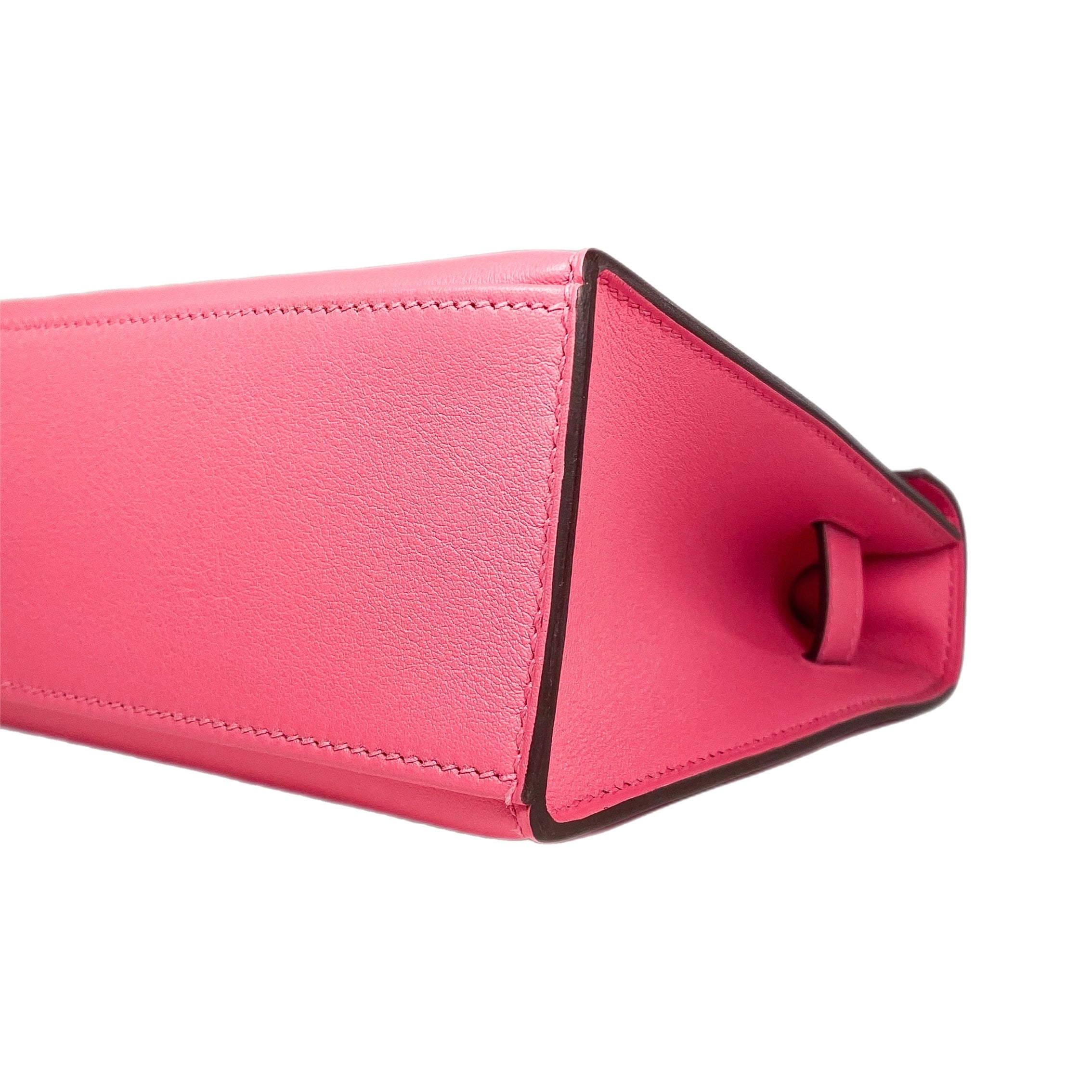 Hermes Rose Azalee Pochette Swift Palladium Hardware