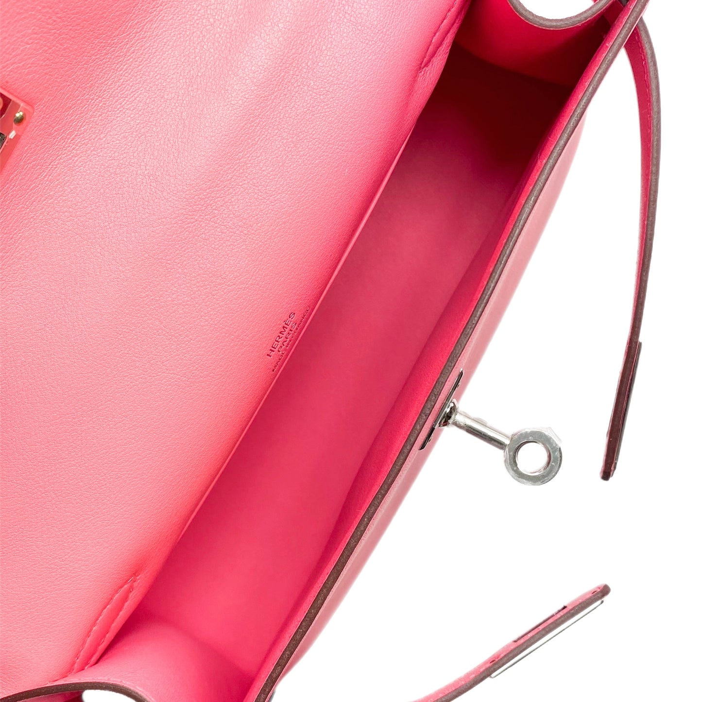 Hermes Rose Azalee Pochette Swift Palladium Hardware