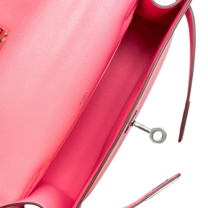 Hermes Rose Azalee Pochette Swift Palladium Hardware
