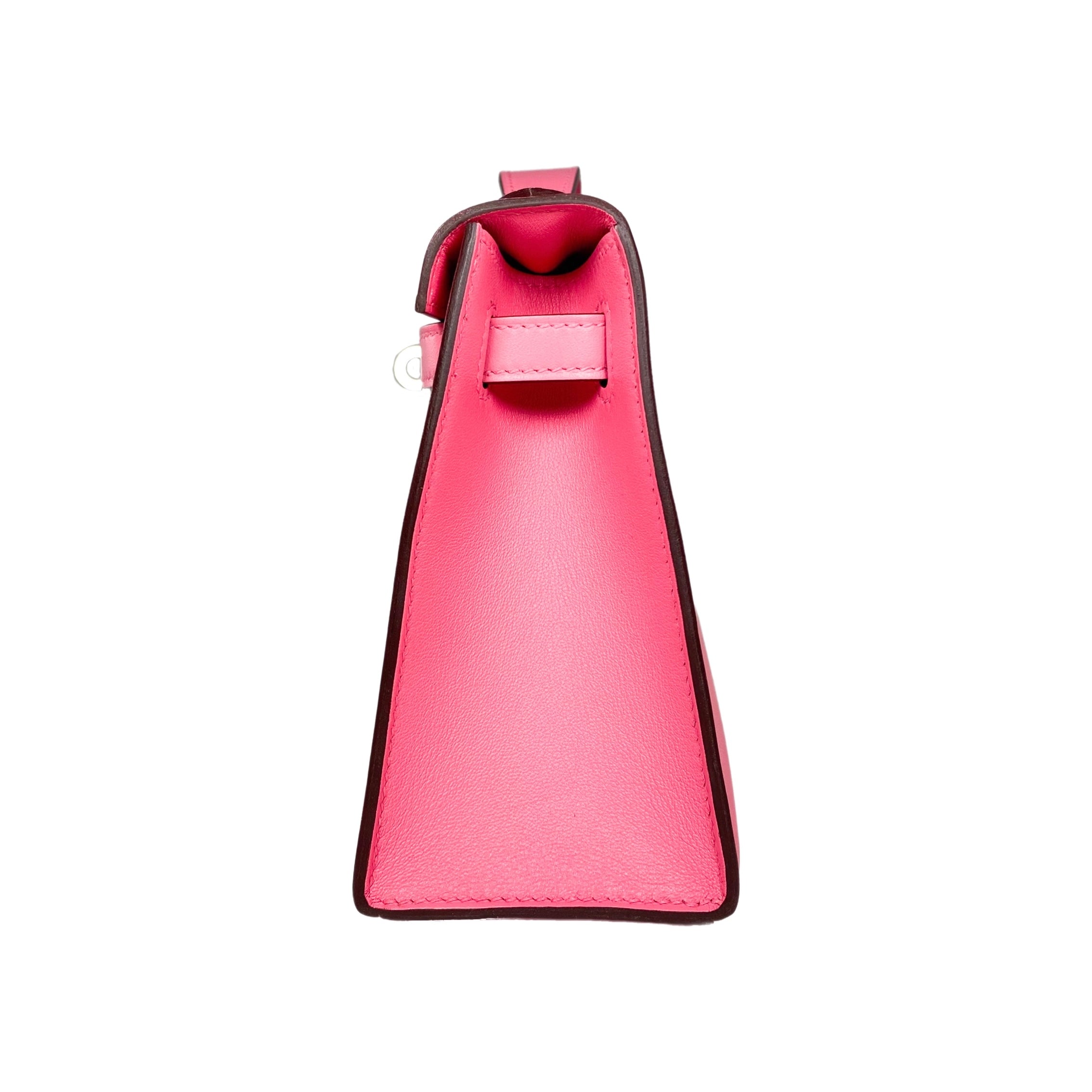 Hermes Rose Azalee Pochette Swift Palladium Hardware