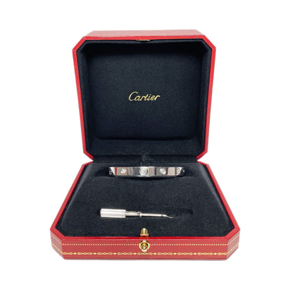 Cartier 18k White Gold Love Bracelet 4 Diamond 17
