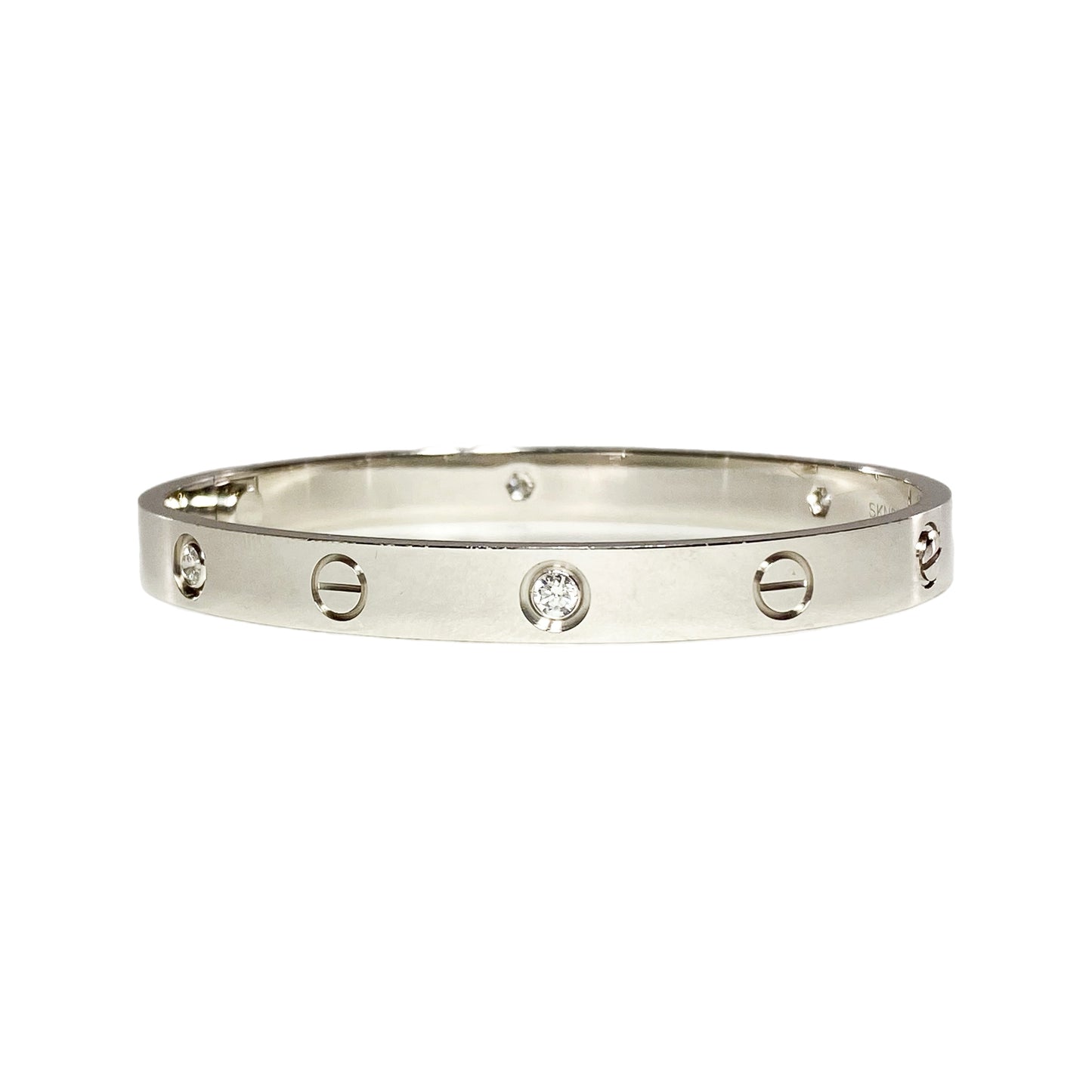 Cartier 18k White Gold Love Bracelet 4 Diamond 17