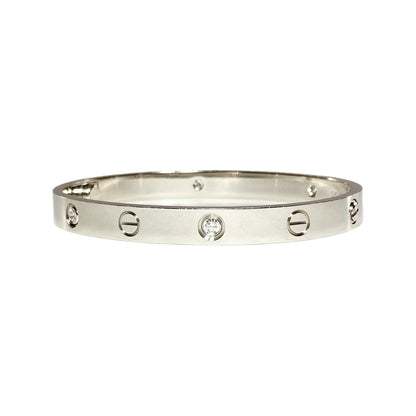 Cartier 18k White Gold Love Bracelet 4 Diamond 17