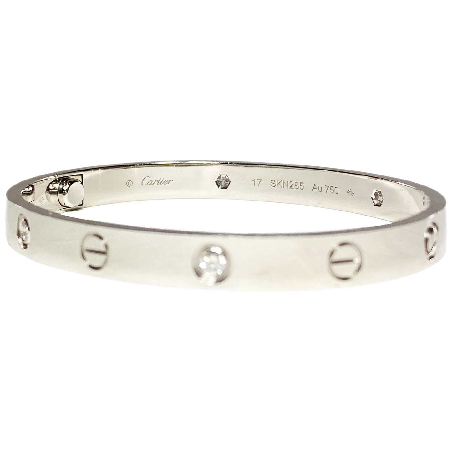Cartier 18k White Gold Love Bracelet 4 Diamond 17