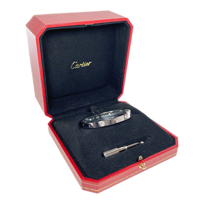 Cartier 18k White Gold Love Bracelet 4 Diamond 17