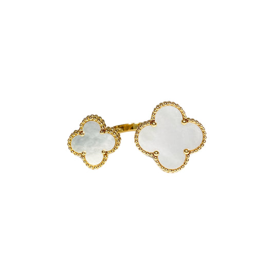 Van Cleef & Arpels 18k Yellow Gold Mother of Pearl Magic Alhambra Between the Finger Ring