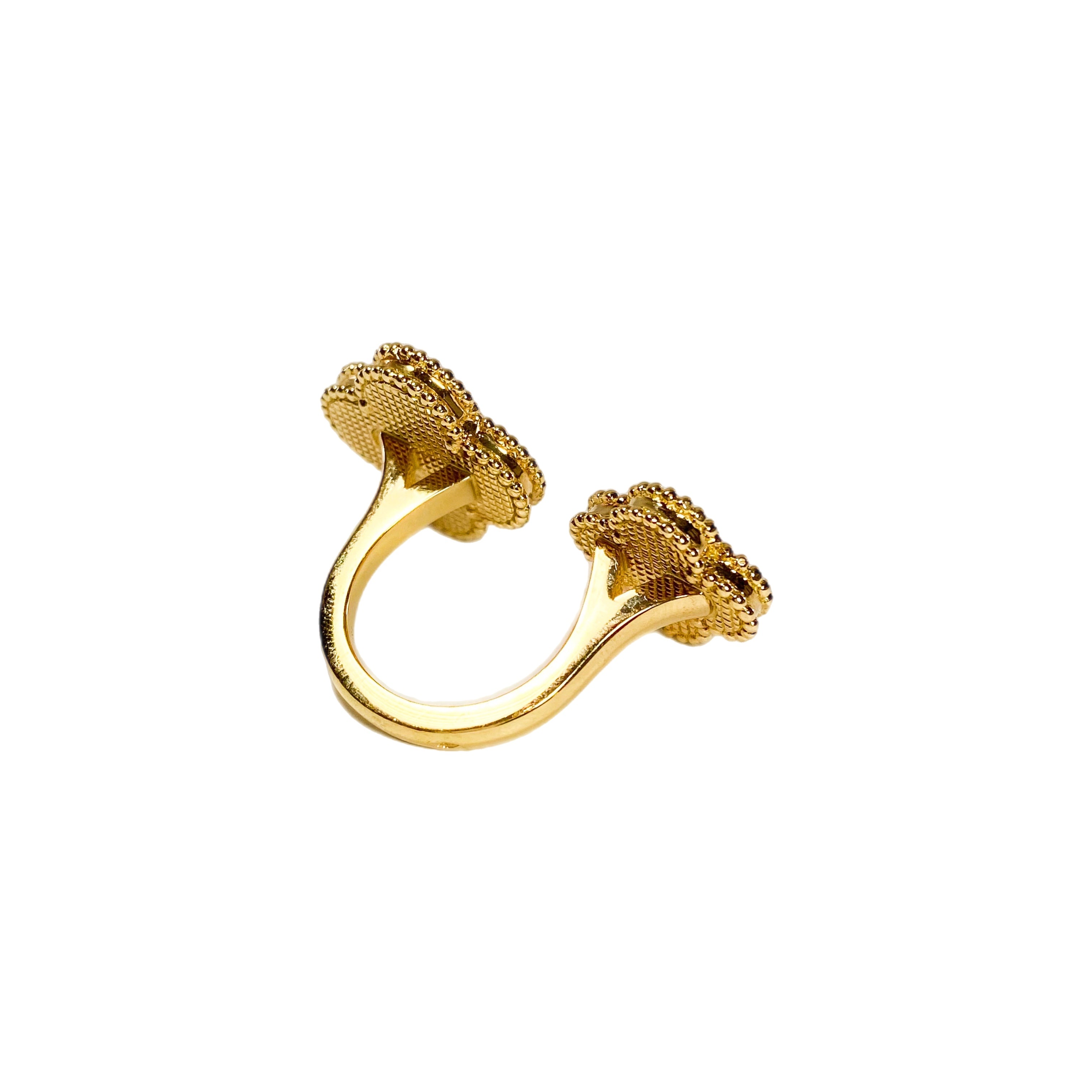 Van Cleef & Arpels 18k Yellow Gold Mother of Pearl Magic Alhambra Between the Finger Ring