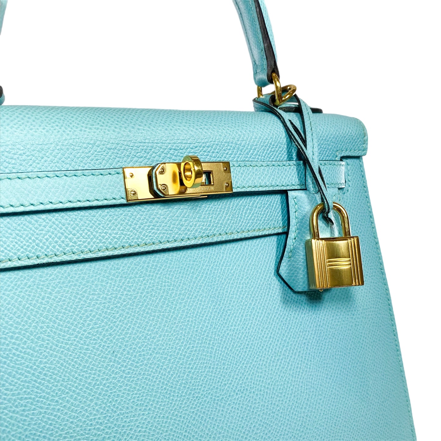 Hermes Kelly 25 Blue Atoll Epsom Gold Hardware