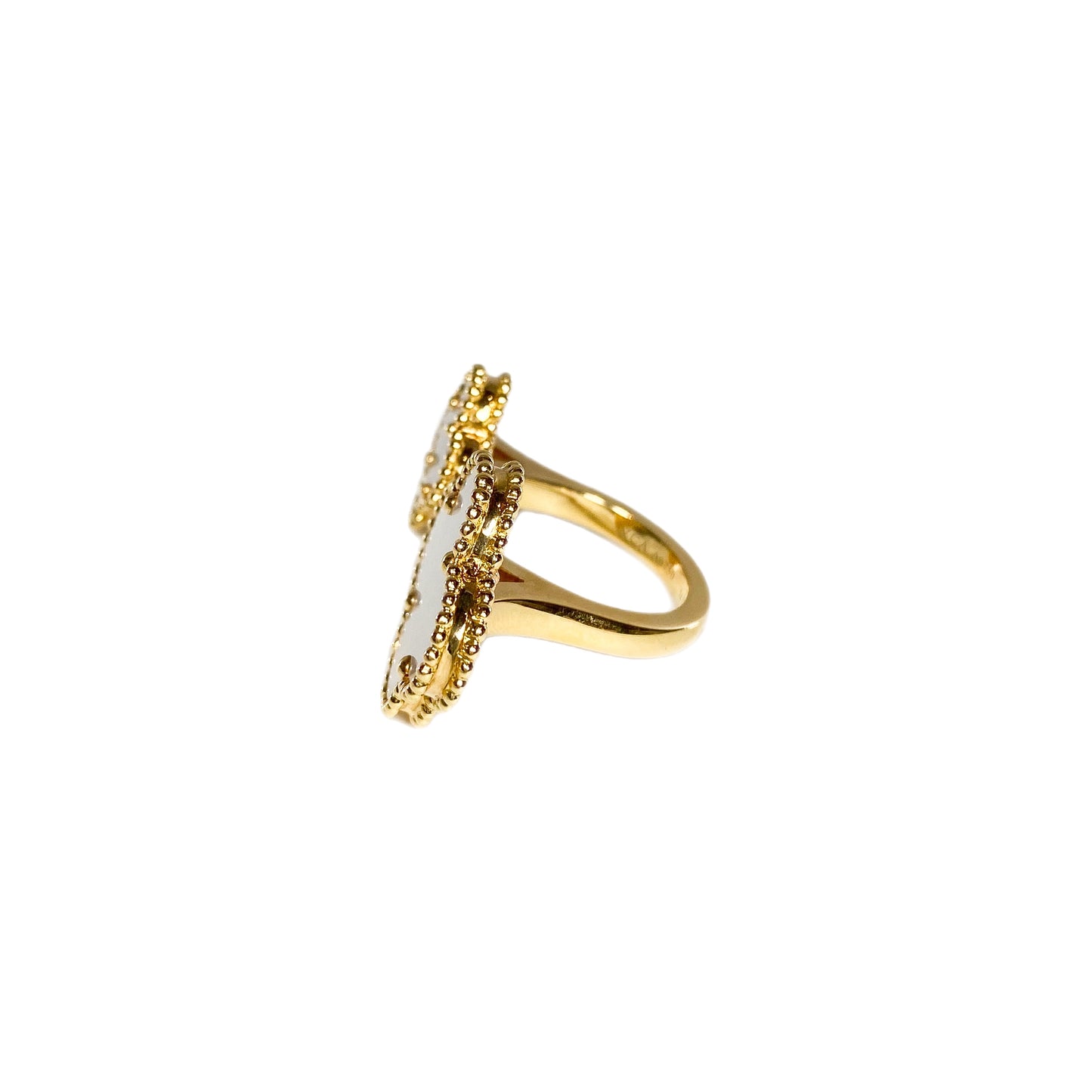 Van Cleef & Arpels 18k Yellow Gold Mother of Pearl Magic Alhambra Between the Finger Ring