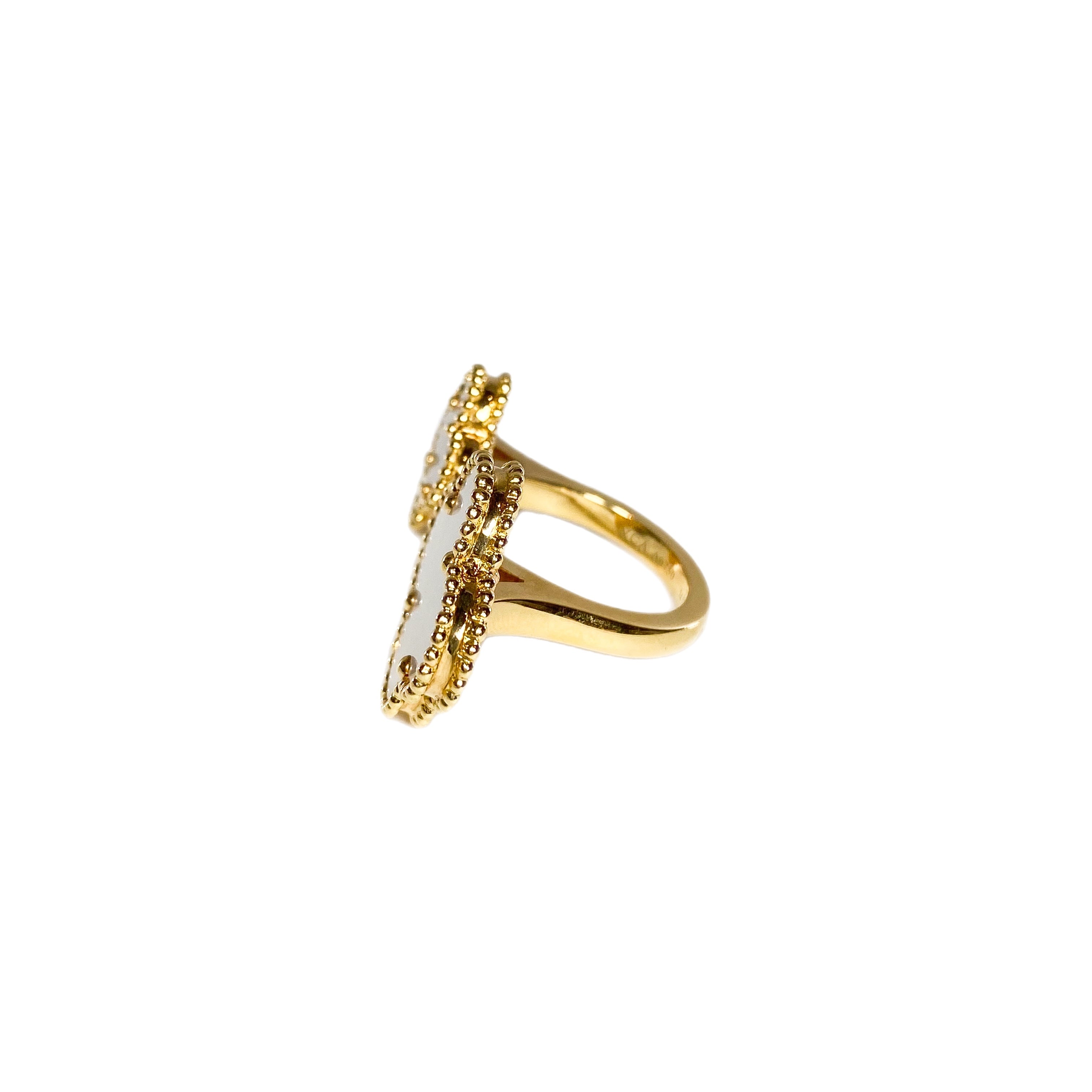 Van Cleef & Arpels 18k Yellow Gold Mother of Pearl Magic Alhambra Between the Finger Ring