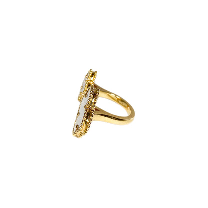Van Cleef & Arpels 18k Yellow Gold Mother of Pearl Magic Alhambra Between the Finger Ring