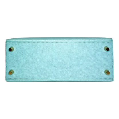 Hermes Kelly 25 Blue Atoll Epsom Gold Hardware