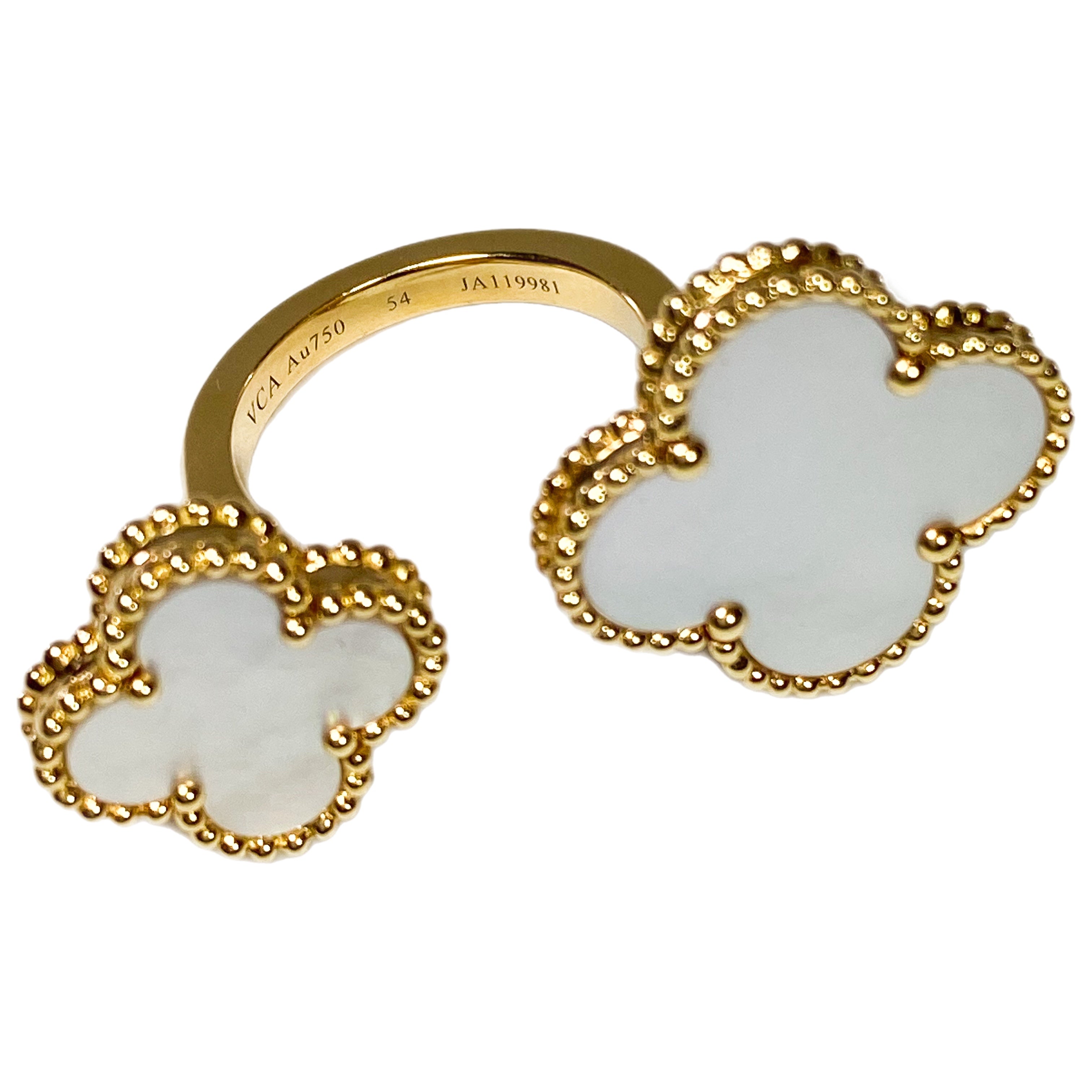 Van Cleef & Arpels 18k Yellow Gold Mother of Pearl Magic Alhambra Between the Finger Ring